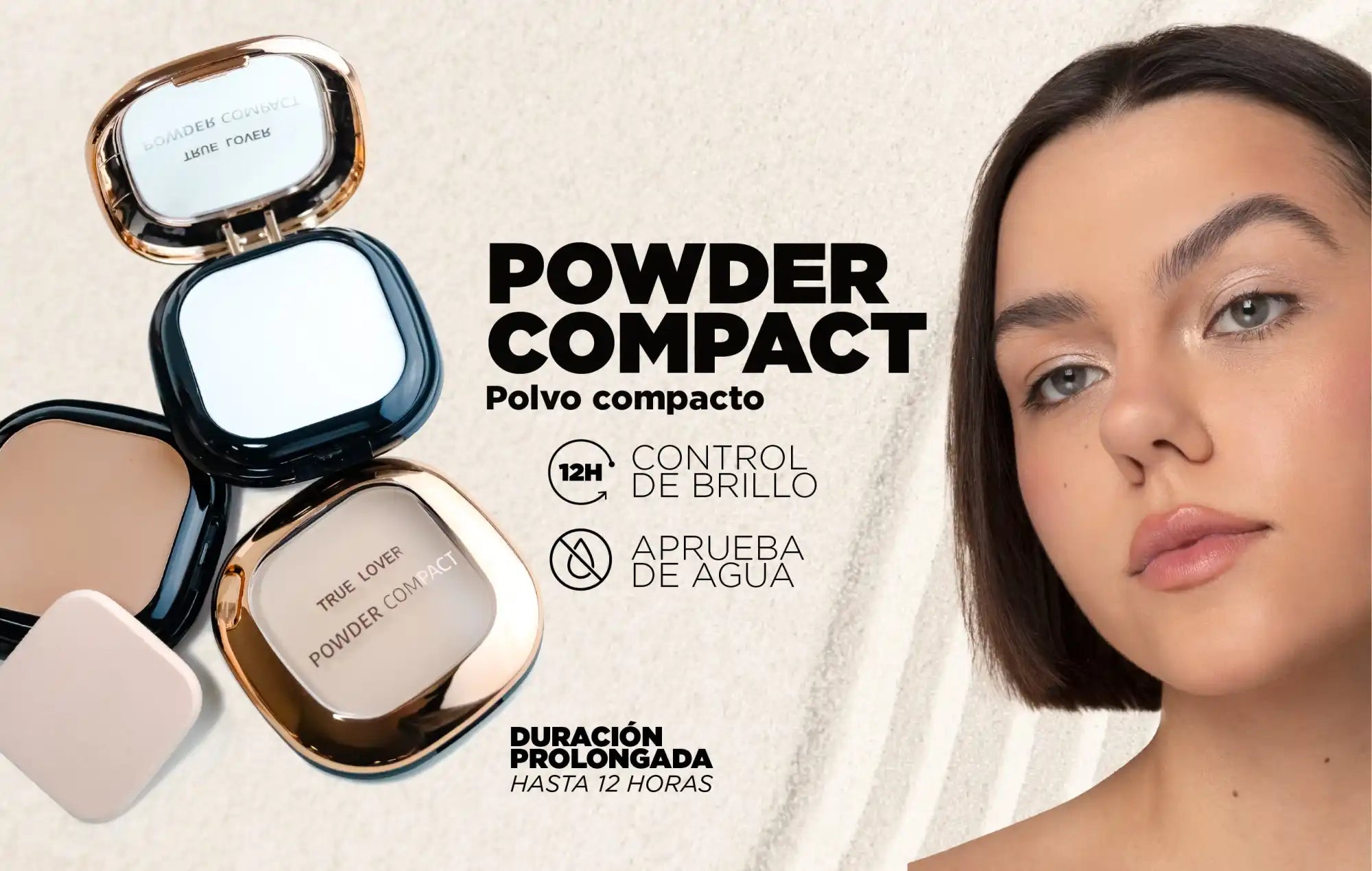Polvos cosméticos en estuches.